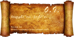 Osgyáni Irén névjegykártya